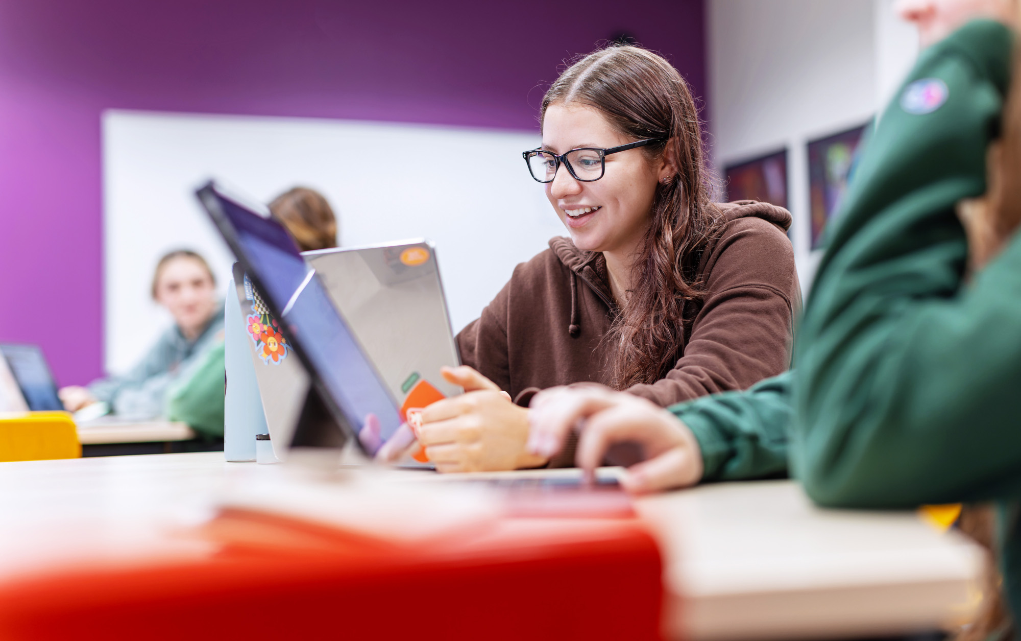 A student works in class at William Peace University